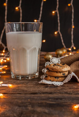 Christmas. Milk with Cookies. Vertical.