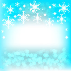 Christmas bokeh blue background. snowflake Vector illustration
