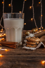 Christmas. Milk with Cookies. Vertical.