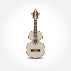 Fototapeta premium Vector illustration of cuatro, Latin American guitar isolated on white background.