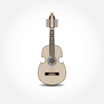 Vector illustration of cuatro, Latin American guitar isolated on white background.