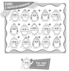 Find 2 identical penguins black and white © rodnikovay