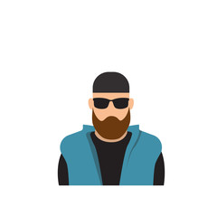 Profile Icon Male Avatar Man, Hipster Cartoon Guy Beard Portrait, Casual Person Silhouette Face Flat Vector Illustration