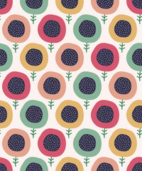 Cute seamless doodle flowers pattern. Vector illustration.