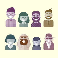 Profile Icon Male And Female Avatar, Woman Man Cartoon Portrait, Mix Race Person Silhouette Face Flat Vector Illustration