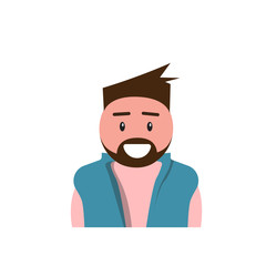 Profile Icon Male Avatar Man, Hipster Cartoon Guy Beard Portrait, Casual Person Flat Vector Illustration