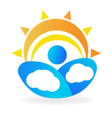 Clouds and sun icon logo