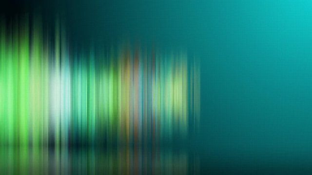 Abstract green teal spectrum motion reflection background, shining lights, energy waves. 4K Ultra High Definition animated seamless loop video.