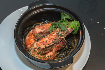 a detail of grilled shrimps
