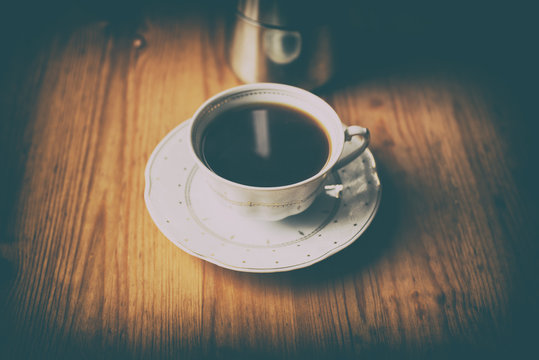 Preparing the coffee brew.