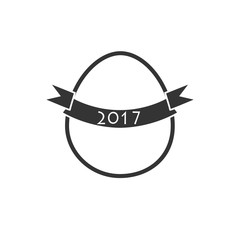 Illustration with silhouette egg. Design element of symbol year black egg. Logo, card, poster,  postcard, calendar and invitation  2017.