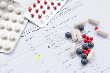 Medical diagnosis report and pills