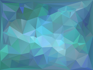 Low poly abstract vector background in green and blue