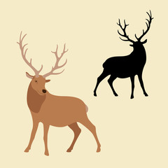 male deer vector illustration style Flat set