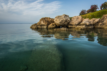 Sea view. Panorama of sea and sky. Sea idyll.