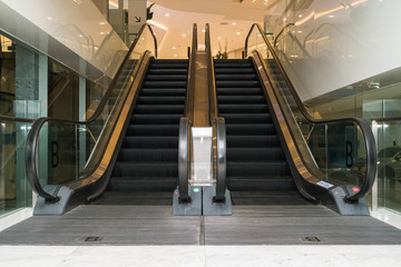 modern escalator in shopping center