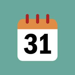 Calendar icon 31 of december 2017 year with long shadow