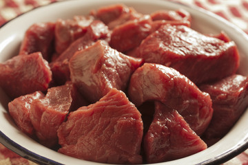 pieces of raw beef fillet