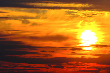 Fototapeta na wymiar Beautiful sunset with dramatic clouds on the sky