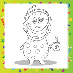 Fun Cartoon Character Phone Operator - coloring book