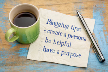 Blogging tips on napkin