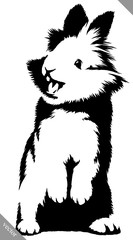 black and white linear paint draw rabbit vector illustration