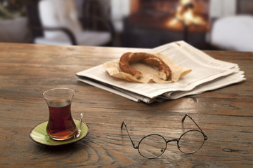 newspaper and breakfast