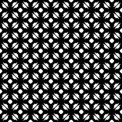 Vector monochrome seamless pattern, black & white repeat ornamental texture, endless geometric wallpaper. Abstract dark background with circles, smooth lines. Design for prints, decoration, textile