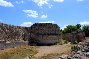 Fototapeta na wymiar Zenon's Tower in ancient greek city Tauric Hersonissos