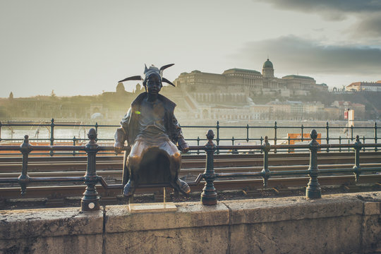 Budapest Little Princess, main tourist attraction and city symbol near the Danube river. HDR image, artistic interpretation