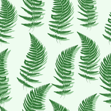 Tropical palm leaves green seamless pattern .