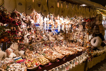 BUDAPEST, HUNGARY - 8 DECEMBER 2016: Budapest traditional Christmas market vendor at Stephan Platz in the city center, Hungary, Europe