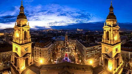 Poster Budapest Saint Stephan Basilica panorama after sunset © Calin Stan