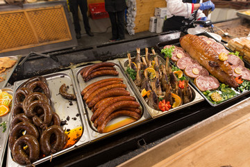 Street food at the Budapest Christmas Market in Vorosmarty square, Hungary