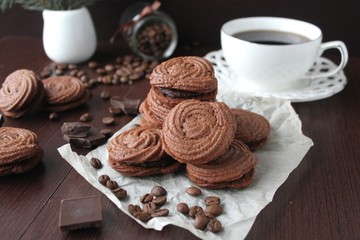 cookie sandwich with chocolate-mint ganache