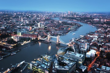 Fototapeta na wymiar London aerial view with Tower Bridge, UK