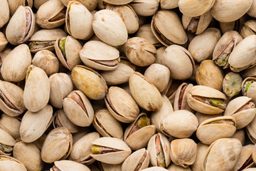 Roasted and salted pistachios in shell.