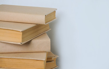 Old books on a white background. Close-up.
