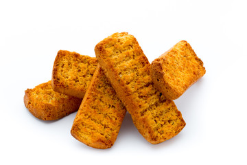 Crumbs of bread croutons. Eco food.
