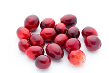 Cranberries top view. Red, ripe cranberries macro view.