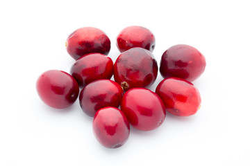 Cranberries top view. Red, ripe cranberries macro view.