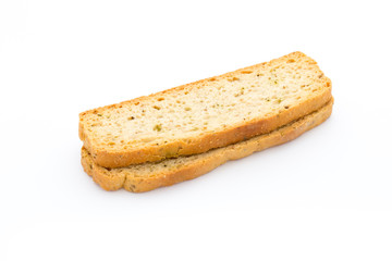 Garlic and herb bread slices. Eco food.
