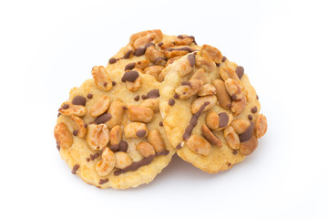 Cookies nuts on the  isolated on white background.