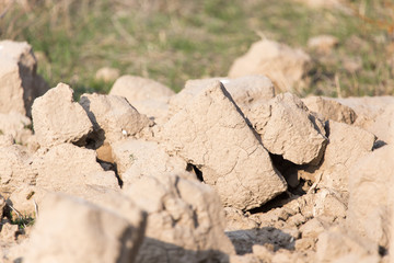 broken clay bricks on the ground