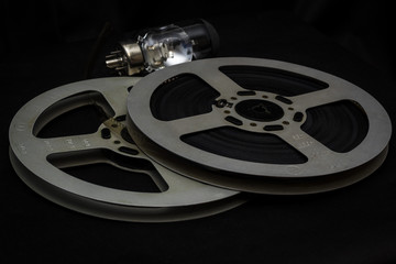 Vintage 8 mm film and projector lamp