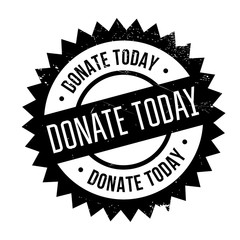 Fototapeta premium Donate today stamp. Grunge design with dust scratches. Effects can be easily removed for a clean, crisp look. Color is easily changed.