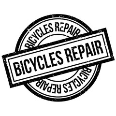 Bicycles Repair rubber stamp. Grunge design with dust scratches. Effects can be easily removed for a clean, crisp look. Color is easily changed.