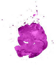 Colorful abstract watercolor stain with splashes and spatters. Modern creative background for trendy design.