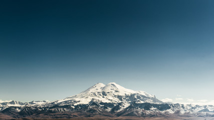 view of the Elbrus mountain on a sunny day 