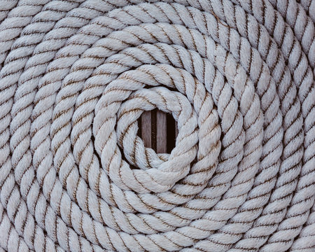 Close-up of white coiled rope.